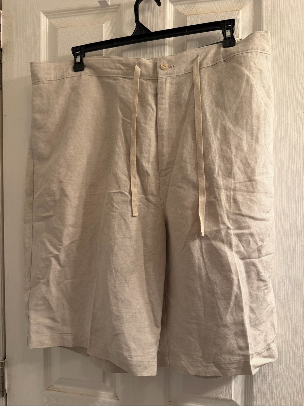 NEW Cubavera Cream Linen-Blend Drawstring Hybrid Shorts lightweight comfortable